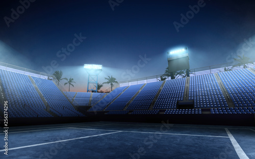 Professional tennis court 3-D.