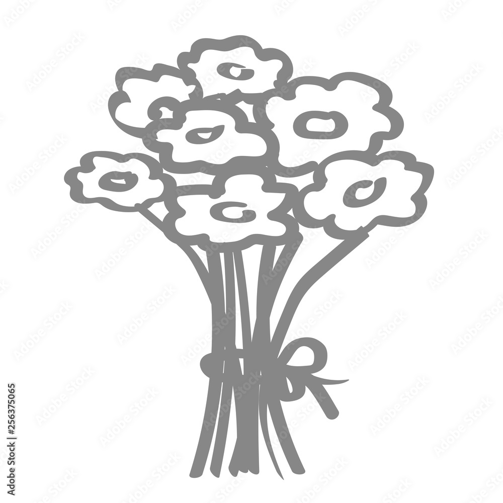 Handgezeichneter Blumenstrauß in grau Handgezeichneter Blumenstrauß in grau