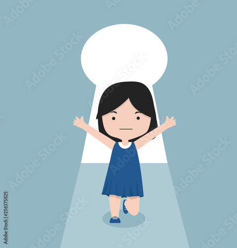 Girl Running Key Hole Light