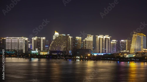 Wallpaper Mural night illuminated sanya famous hotel complex bay panorama 4k timelapse hainan island china Torontodigital.ca