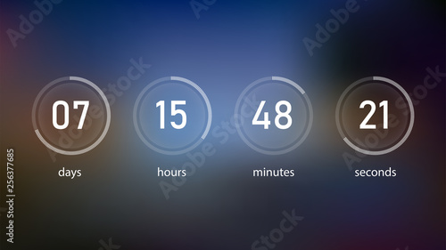 Countdown web site vector flat template digital clock timer background for coming soon or under construction design