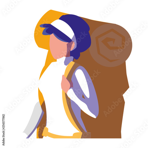 adventurous woman with travelbag