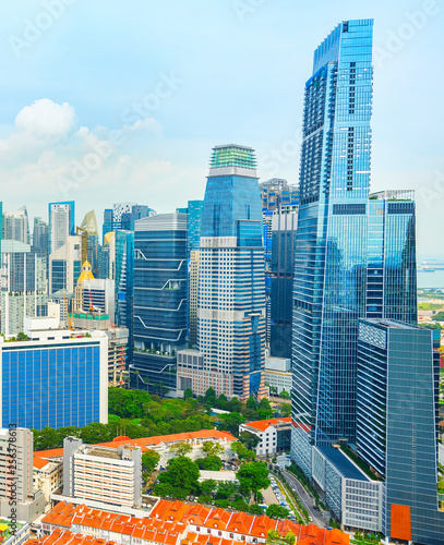Singapore modern downtown skyscrapers aerial © joyt