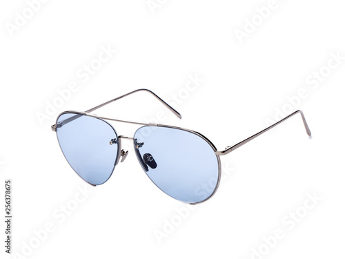 sunglasses with blue lenses isolated on white background