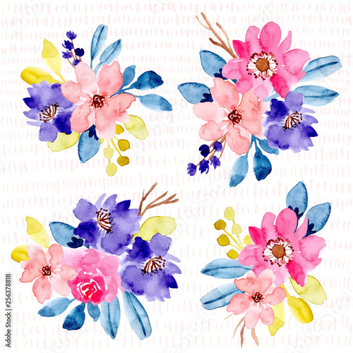 colorful watercolor floral arrangement collection