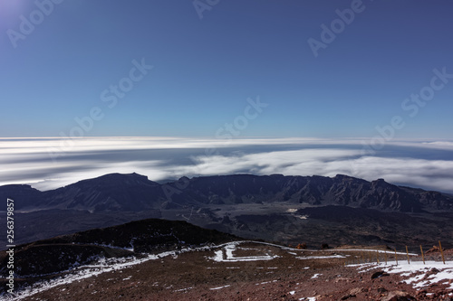 Ultra long exposure of Teide mountain with clouds