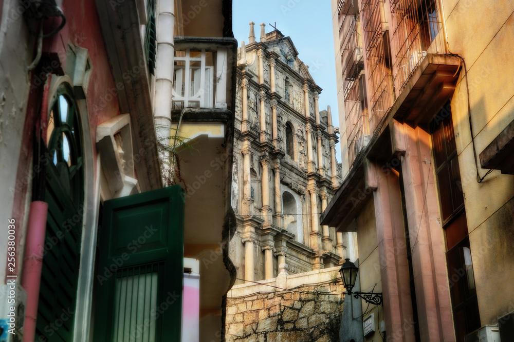 Macau China, street view and st. Paui's ruins      