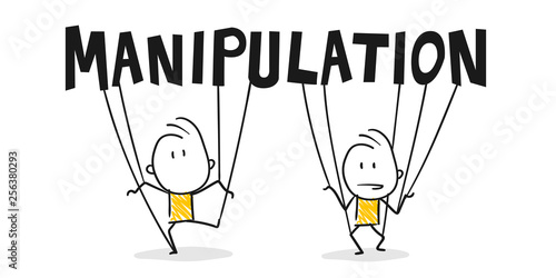 Strichfiguren / Strichmännchen: Manipulation, Kontrolle, Brainwashing. (Nr. 358)	