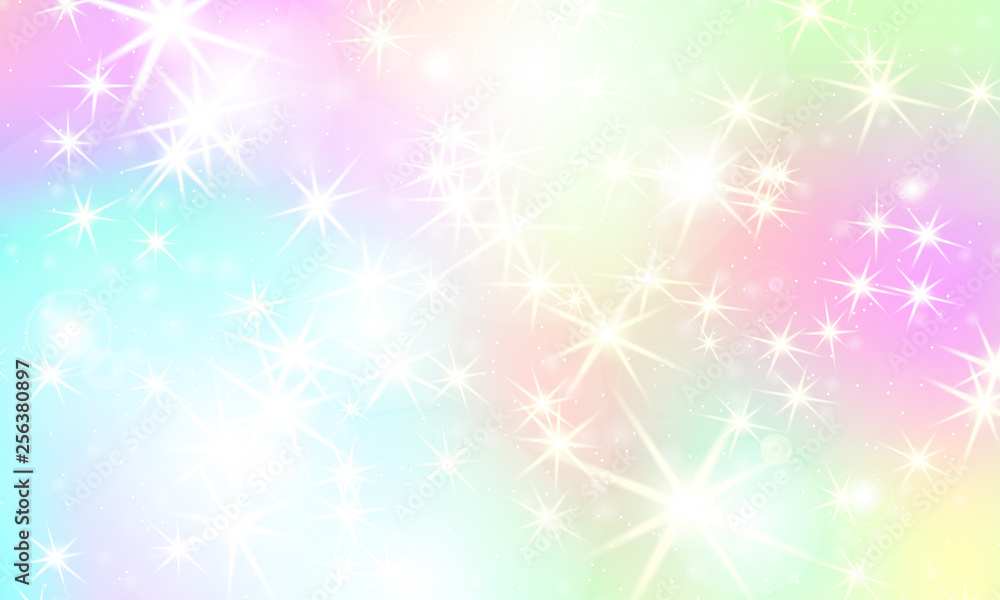 Unicorn rainbow background. Holographic sky Unicorn rainbow background. Holographic sky