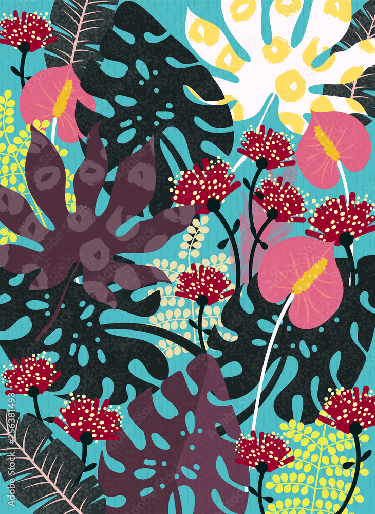 Abstract leaves pattern, jungle background, vector illustration Abstract leaves pattern, jungle background, vector illustration