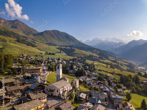 Vista aerea di Ayas, Aosta, Italia photo