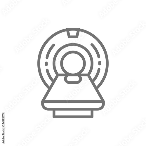 MRI scanner, magnetic resonance imaging device, medical equipment, tomography line icon.
