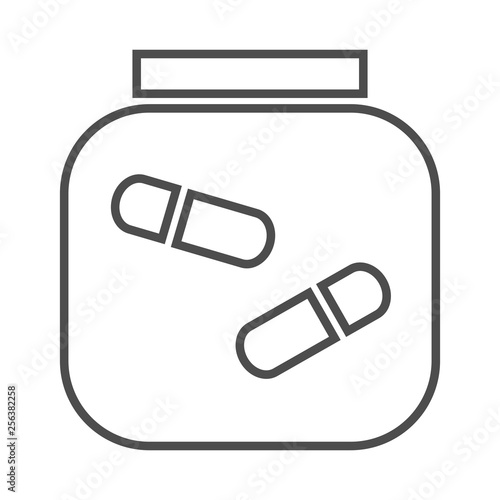 pill icon. vector outline illustration on white background.