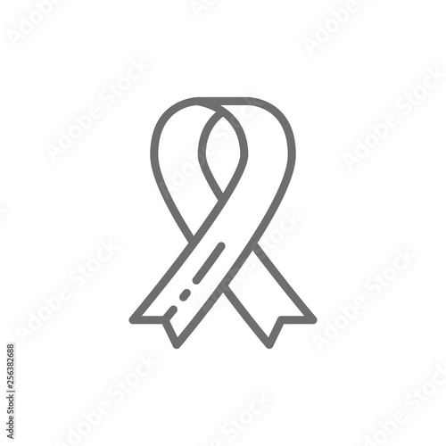 Awareness ribbon, donation, charity, volunteering line icon.