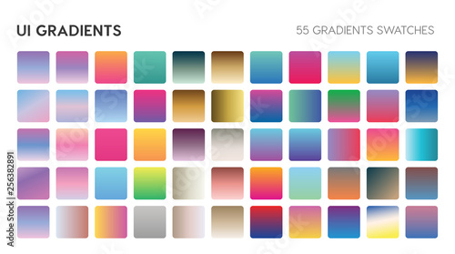 Gradients swatches set. Vibrant modern gradient swatches vector set