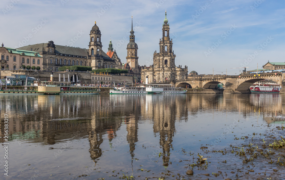 Dresden, Germany - the Elbe River cuts Dresden in two halves, and its one the main landmarks of the city, offering a large number of amazing views. Here in particular the Old Town and Augustus Bridge