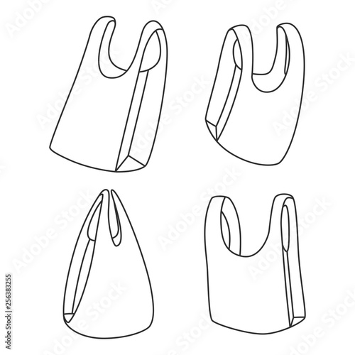Plastic bags vector linear simple icons set isolated on white background.