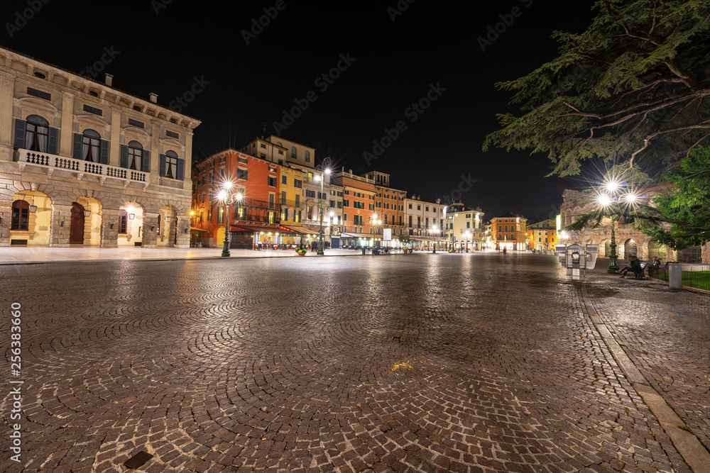 Downtown of Verona italy - Piazza Bra at Night