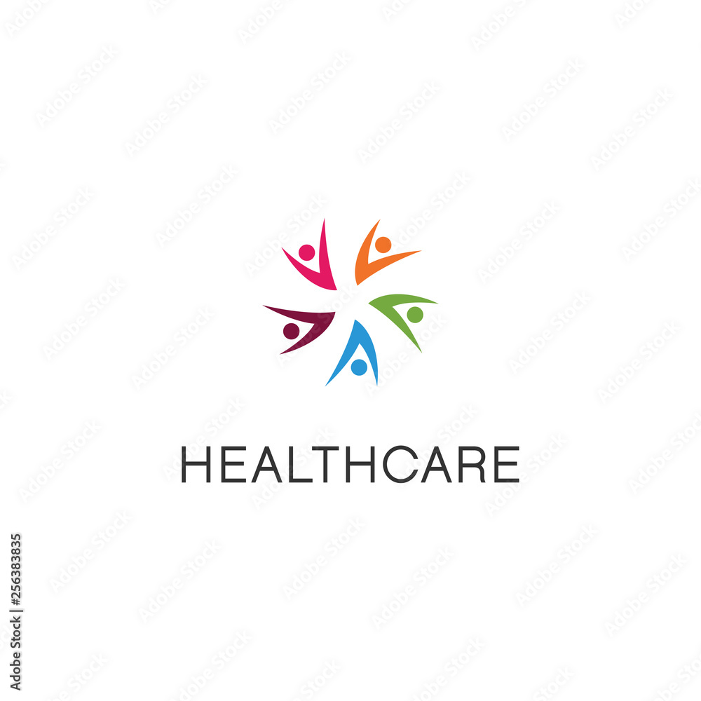 Fototapeta premium people care, healthcare logo design vector