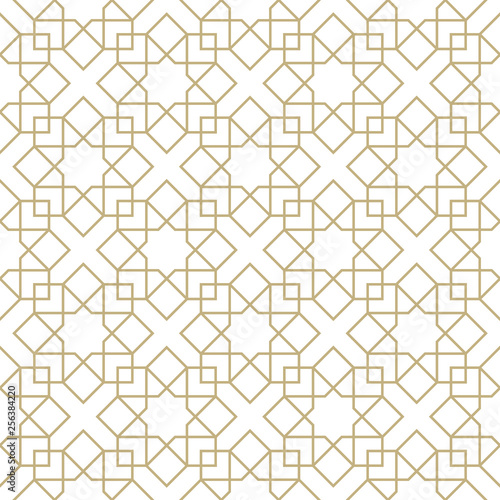 Seamless golden oriental pattern. Islamic background. Arabic linear texture. Vector illustration