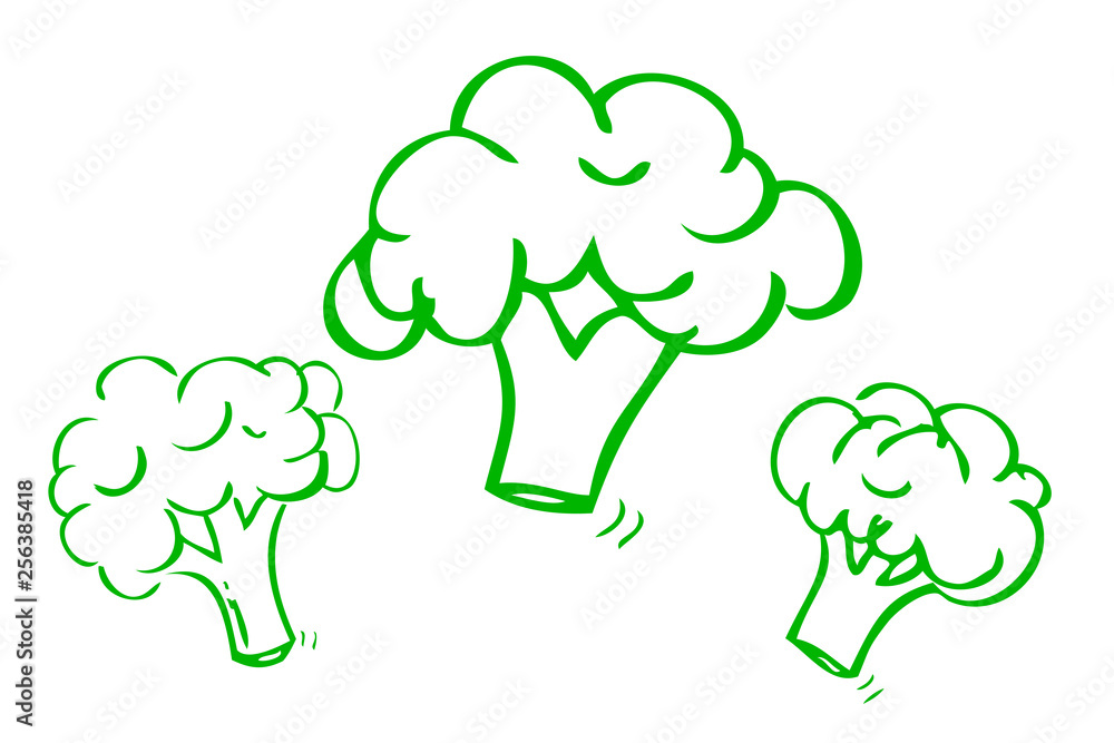 simple vector hand draw sketch, three brocoli simple vector hand draw sketch, three brocoli
