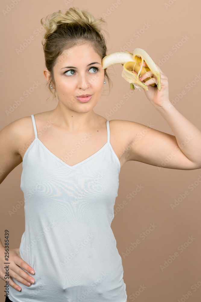 cute girl with a banana cute girl with a banana
