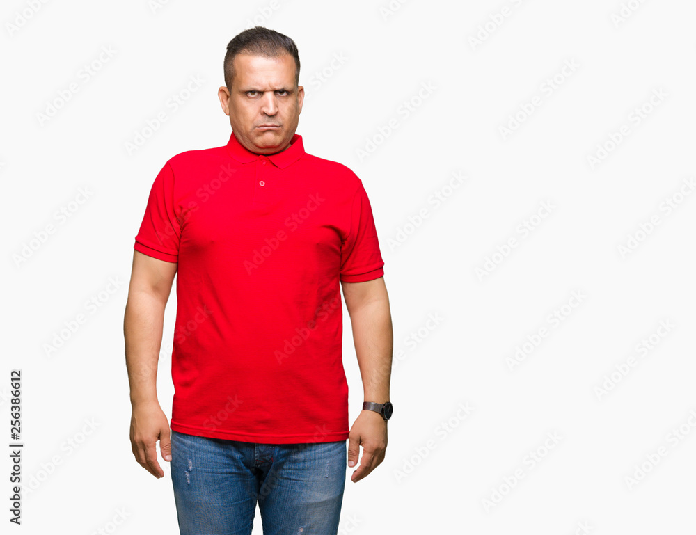 Middle age arab man over isolated background skeptic and nervous, frowning upset because of problem. Negative person. Middle age arab man over isolated background skeptic and nervous, frowning upset because of problem. Negative person.