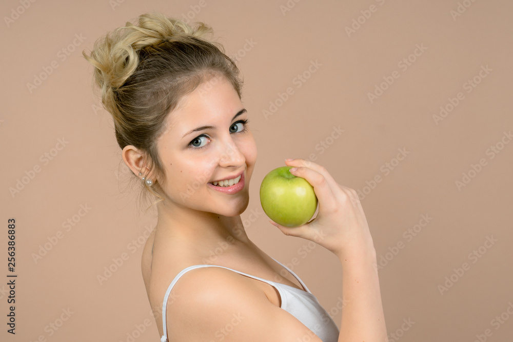girl with an apple girl with an apple