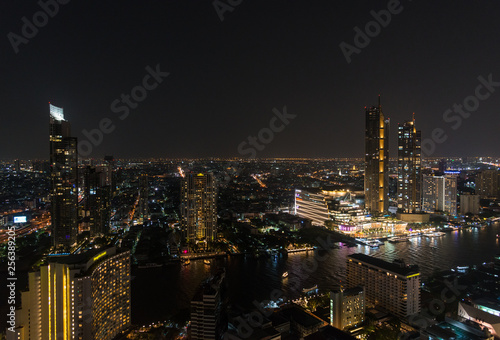 Bangkok downtown night cityscape