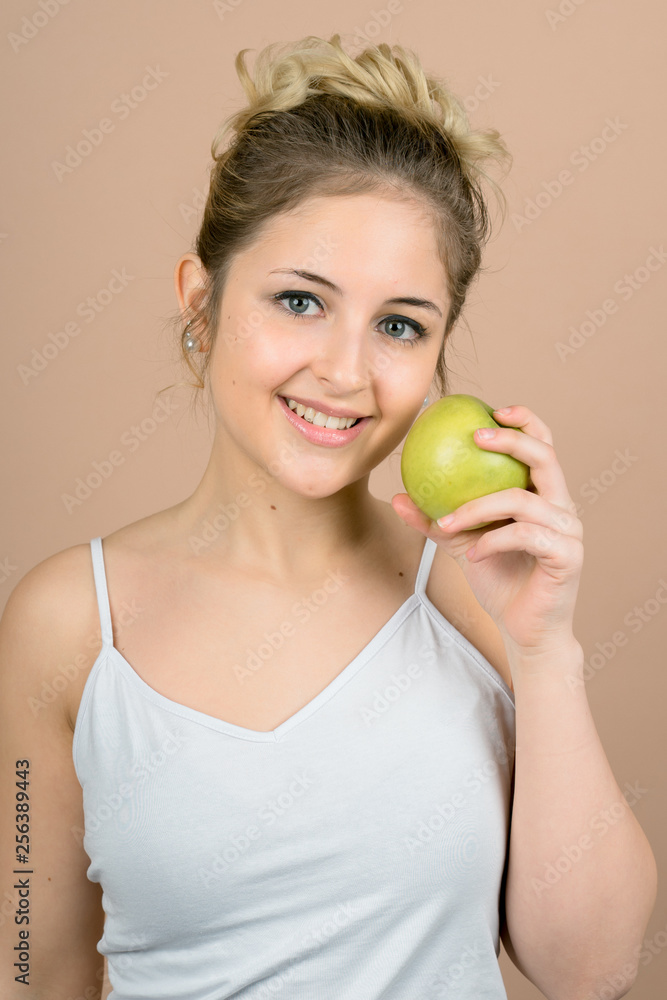 girl with an apple girl with an apple