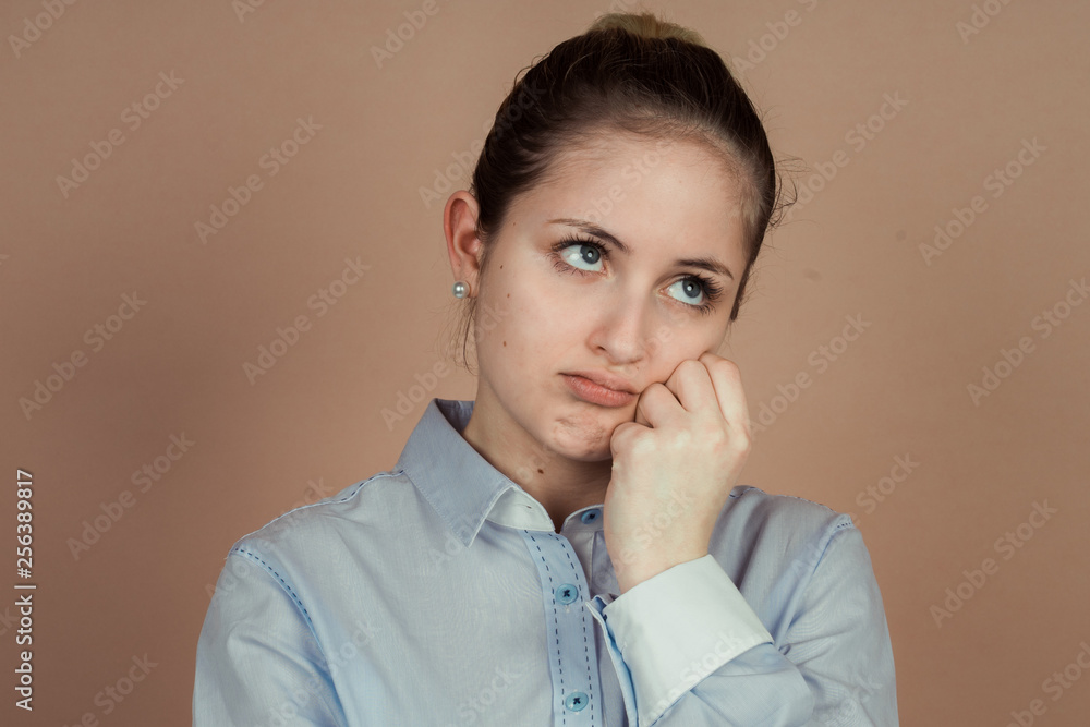 Girl with emotions sad anger mad scream Girl with emotions sad anger mad scream
