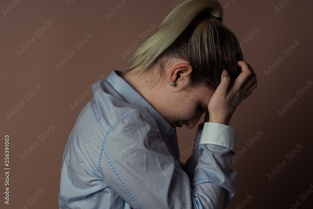 Girl with emotions sad anger mad scream Girl with emotions sad anger mad scream