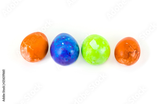 Colorful handmade easter eggs isolated on a white background