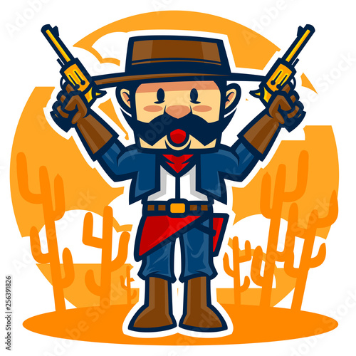 cowboy mascot logo illustration