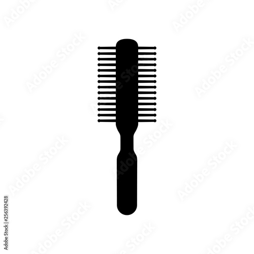 Icono plano cepillo para el pelo en color negro