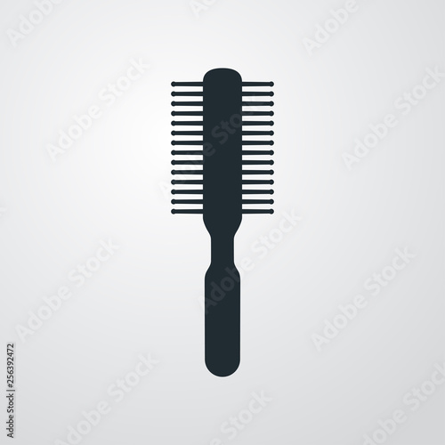 Icono plano cepillo para el pelo en fondo gris