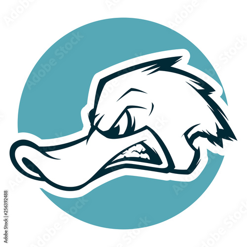 angry duck head black and white illustration mascot esports logo