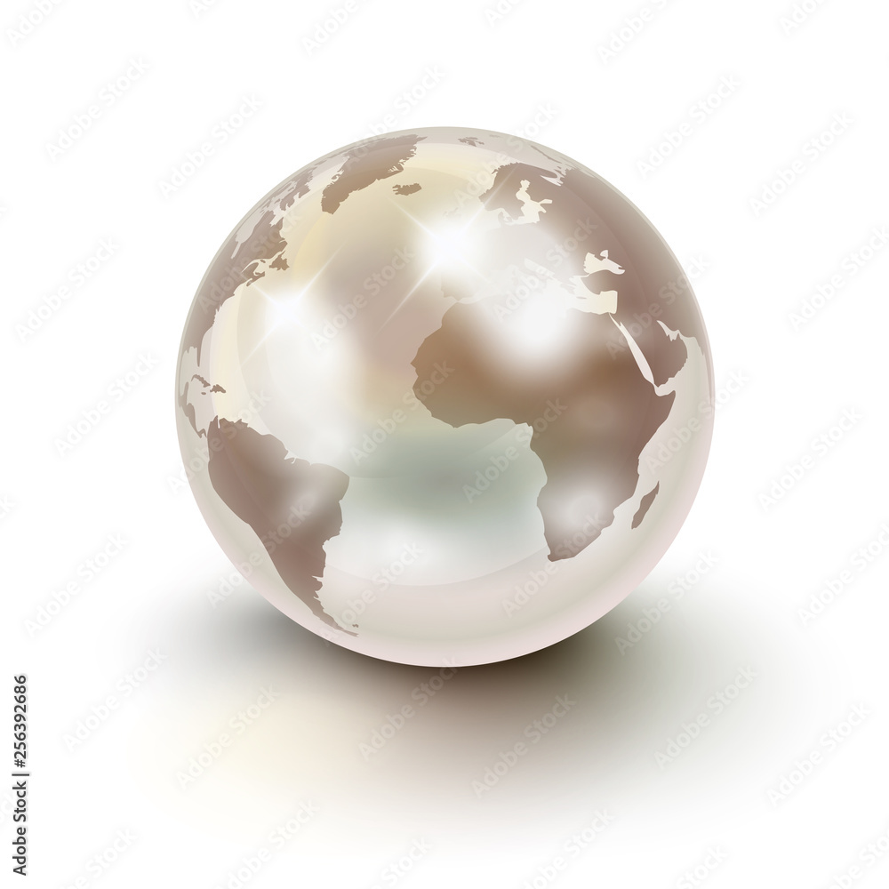 Precious Earth like a white pearl over white