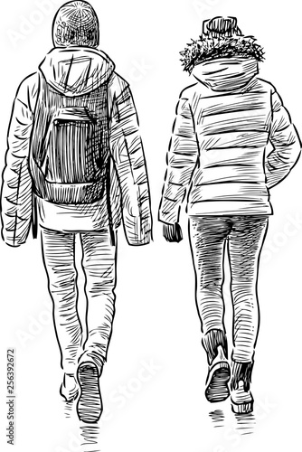 Sketch of a couple of teens students
