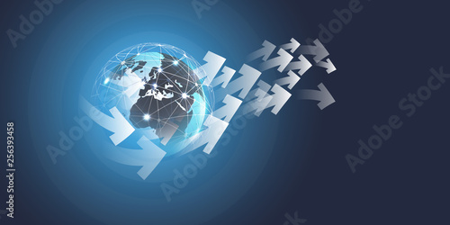 3D Earth Globe Design Layout, Applicable for Globalisation, Global Business, Technology Concepts, Event Posters - Vector Template 