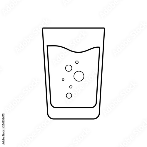 Icono plano lineal vaso de refresco en color negro