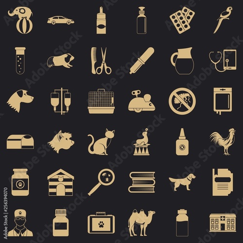 Veterinary doctor icons set. Simple style of 36 veterinary doctor vector icons for web for any design