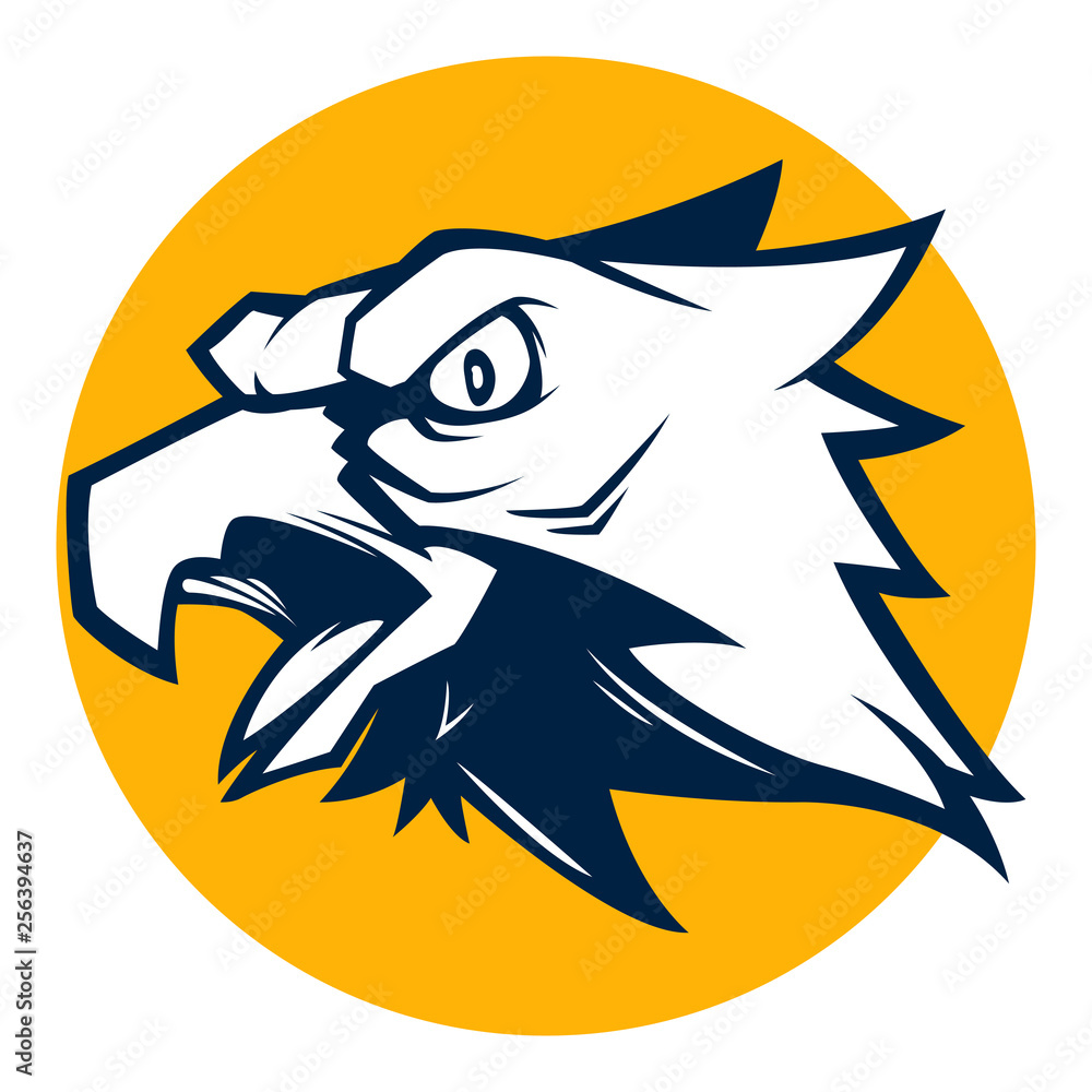 Fototapeta premium angry eagle head black and white vector illustration esports logo