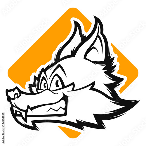 adorable fox head black and white esports logo vector illustration