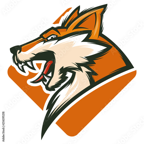 angry fox head esports logo vector illustration