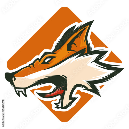Fototapeta Naklejka Na Ścianę i Meble -  angry fox head esports logo vector illustration