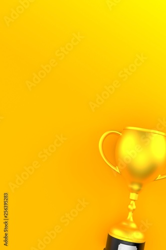 Golden trophy on orange background