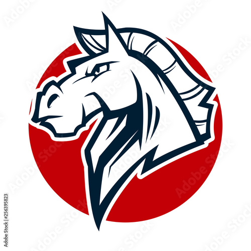 angry horse head black and white mascot esports logo illustration