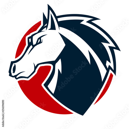 angry horse head black and white mascot esports logo illustration