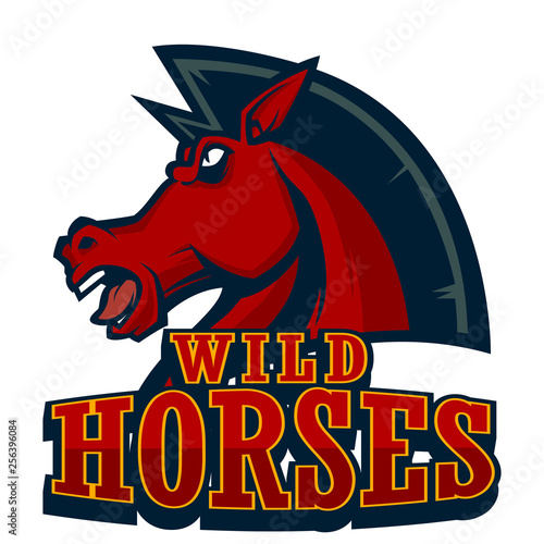 angry horse head mascot esports logo illustration